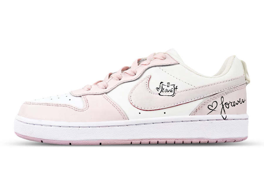 Nike Nike Court Borough Kids' Skateboarding Shoes Pink White Teenagers