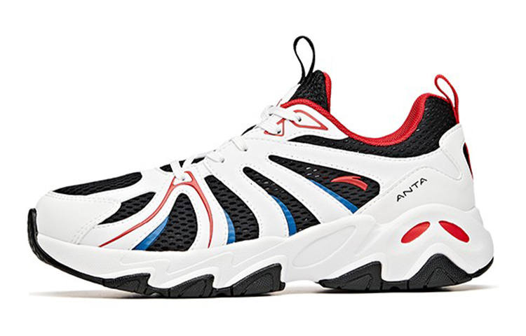 Antakids Sports Slip Resistant Cushioning Abrasion Resistant Breathable Low top Running Shoes Black White Red Unisex