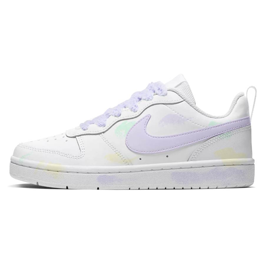 Nike Nike Court Borough Low 2 Leather Slip Resistant Cushioning Low top Kids' Skateboarding Shoes Light Lavender Teenagers