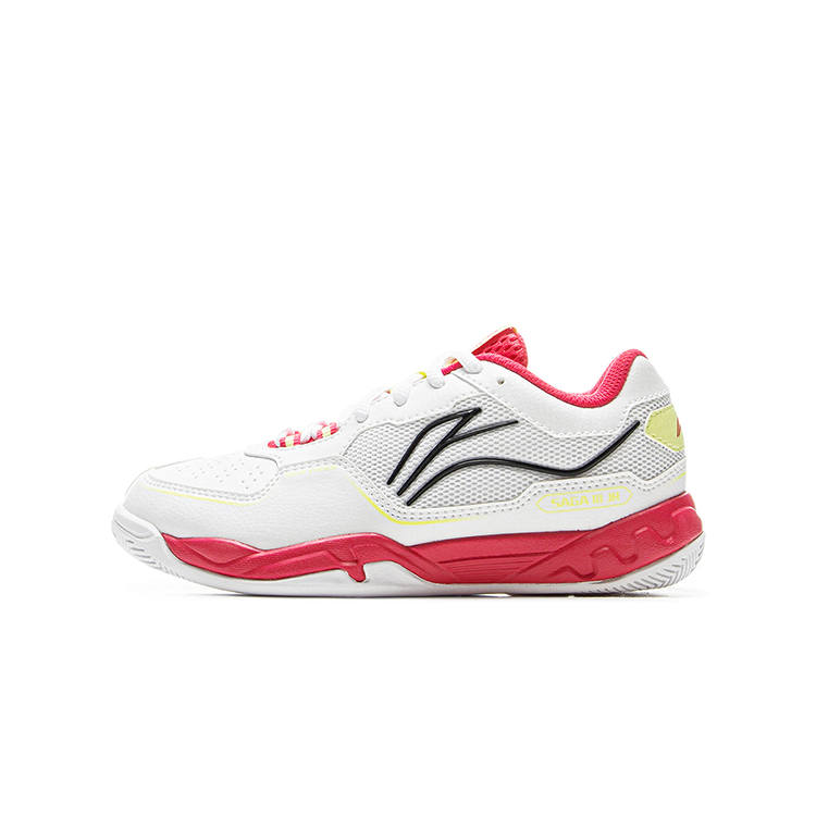 Li-Ning Li Ning Badminton Collection Slip Resistant Cushioning Breathable Low top Kids' Training Shoes Standard White/Magenta
