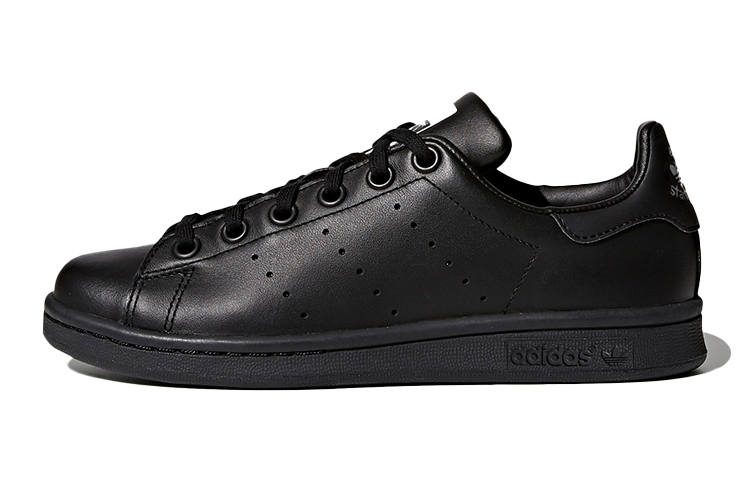 Adidas Originals STAN SMITH J Abrasion Resistant Low top Kids' Skateboarding Shoes Black Teenagers