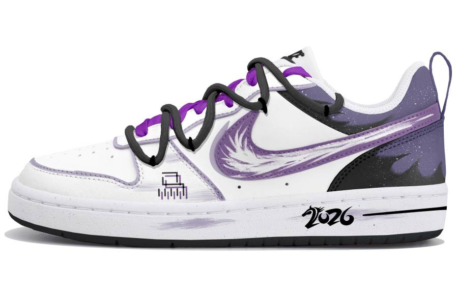 Nike Nike Court Borough Low top Kids' Skateboarding Shoes White Purple Teenagers