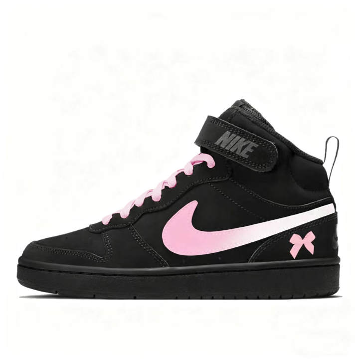 Nike Nike Court Borough Mid 2 Urban Chic Style Bowknot Synthetic Leather Slip Resistant Cushioning Abrasion Resistant