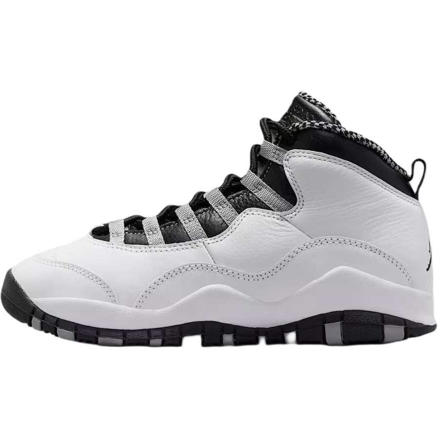 Jordan Jordan Air Jordan 10 Genuine Leather Mid top Basketball Shoes White Black Unisex