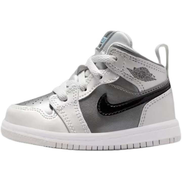 Jordan Jordan 1 Mid top Toddler Shoes White Gray Infant And Toddler
