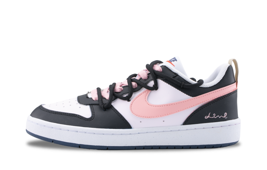 Nike Nike Court Borough Cushioning Abrasion Resistant Breathable Low top Kids' Skateboarding Shoes Black Pink Teenagers