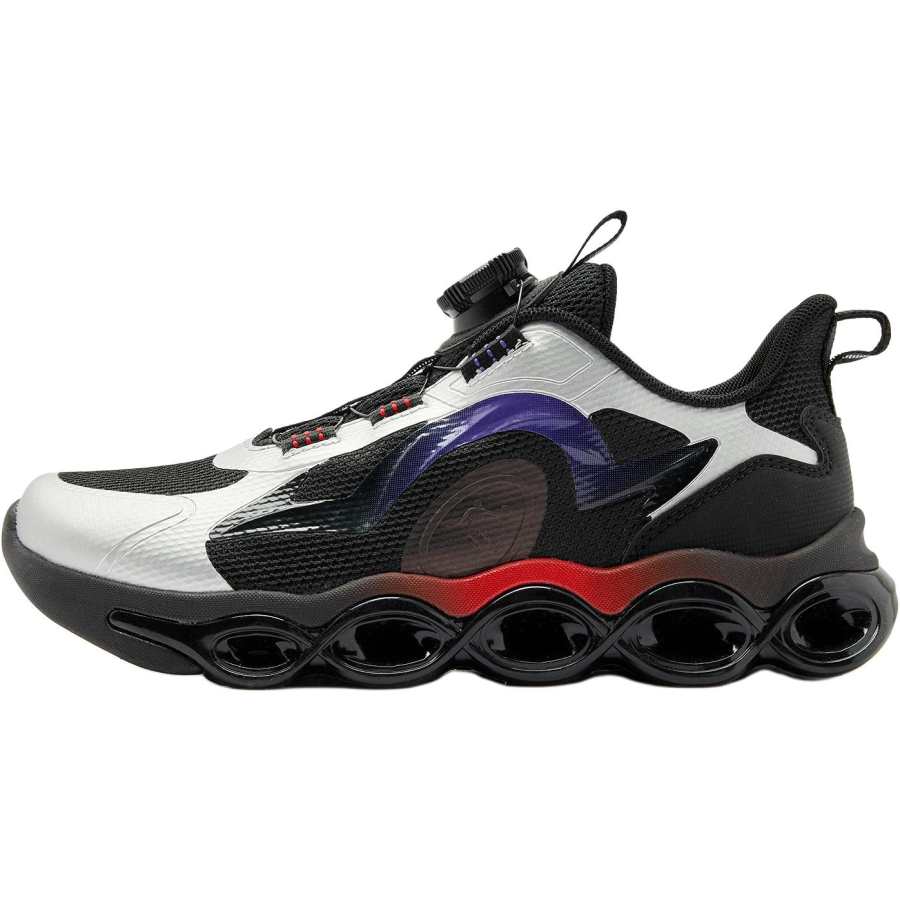 QIAODAN Comfortable Low top Running Shoes Black/Silver Teenagers