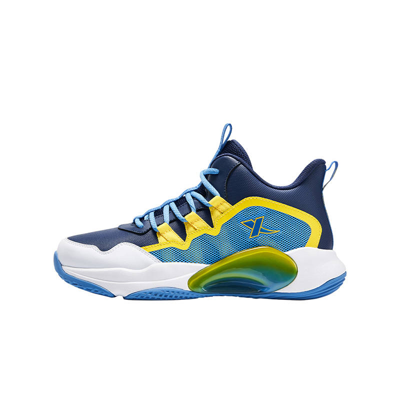 XTEP Battle Gaze Synthetic Leather High top Basketball Shoes Blue Yellow Unisex