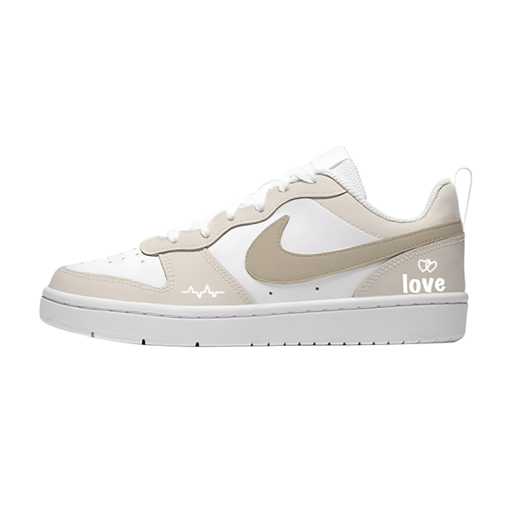 Nike Nike Court Borough Warm Apricot Heart Rhythm Leather Low top Kids' Skateboarding Shoes Khaki Unisex