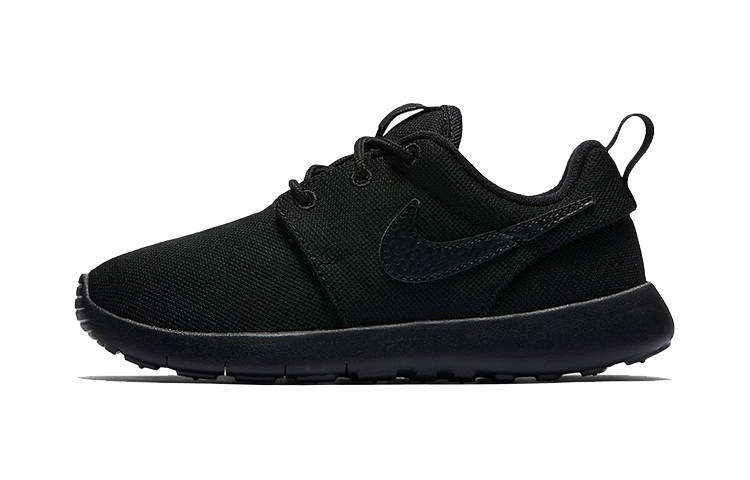 Nike Nike Roshe One Slip Resistant Cushioning Rebound Low top Kids' Running Shoes Pure Black Children Aged 3 7 Years Old