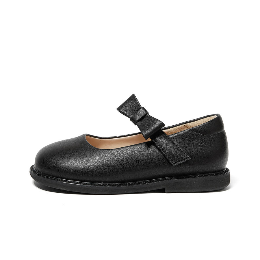 Snoffy Abrasion Resistant, Breathable, And Quick Dry Balance Kids' Leather Shoes Preppy Black Kids'