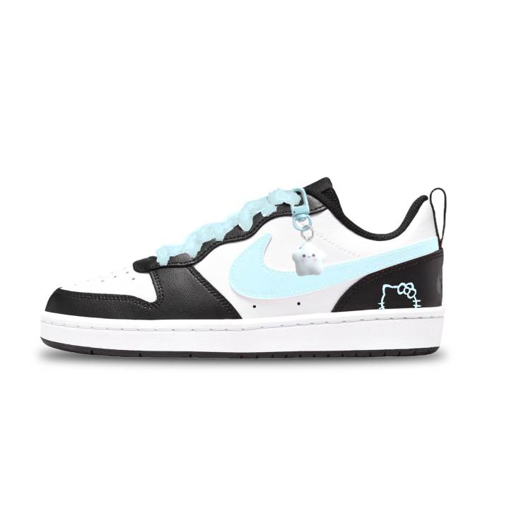 Nike Nike Court Borough Low 2 Leather Low top Kids' Skateboarding Shoes White/Black/Light Blue Unisex