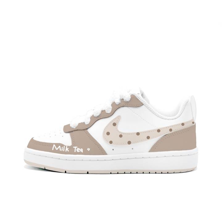 Nike Nike Court Borough Kung Fu Rabbit Mocha Milk Tea Leather Slip Resistant Cushioning Abrasion Resistant Low top