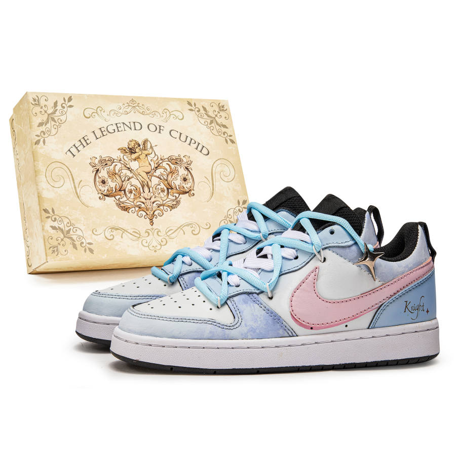 Nike Nike Court Borough Slip Resistant Abrasion Resistant Low top Kids' Skateboarding Shoes Blue White Teenagers
