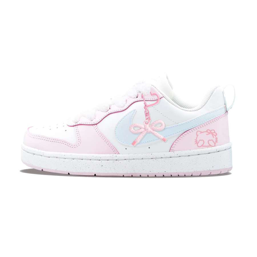 Nike Nike Court Borough Synthetic Leather Slip Resistant Abrasion Resistant Low top Skateboard Shoes Pink White Kids'