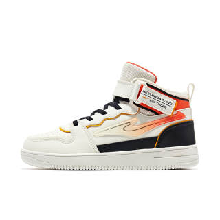 ERKE KIDS Radiant Glow Synthetic Leather High top Kids' Skateboarding Shoes White Black Kids'