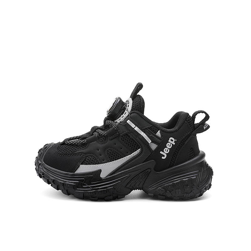 Jeep Soft And Comfortable Low top Kids' Running Shoes Overbearing Black/Starlight Silver Kids'
