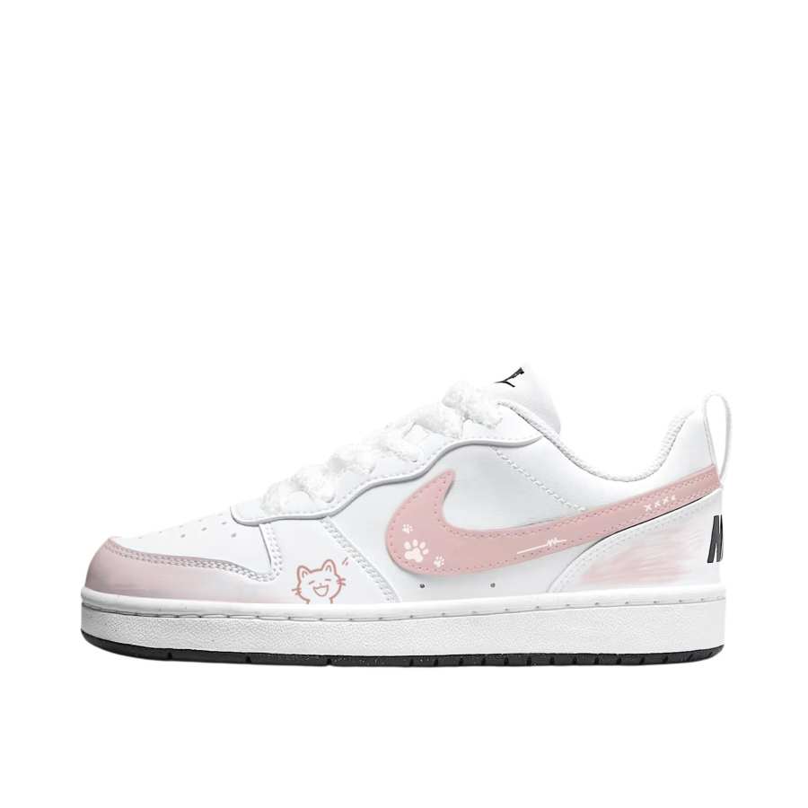 Nike Nike Court Borough Happy Kitten Synthetic Leather Slip Resistant Slip Resistant Low top Kids' Skateboarding Shoes