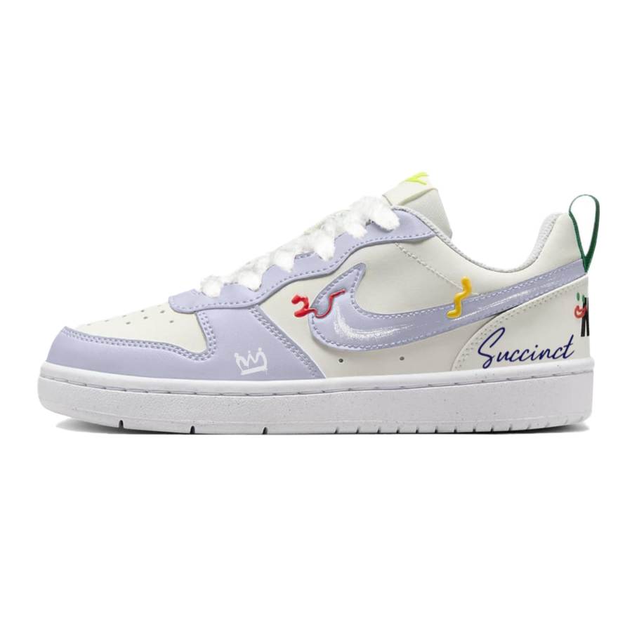 Nike Nike Court Borough Slip Resistant Abrasion Resistant Low top Kids' Skateboarding Shoes Purple Teenagers