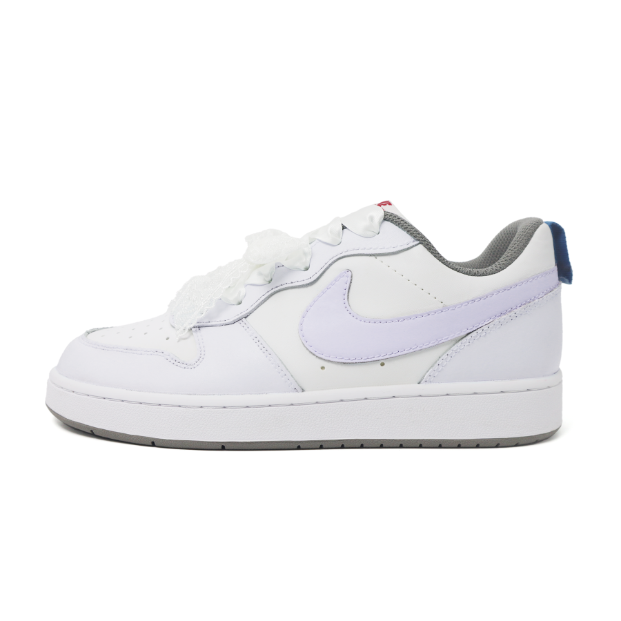 Nike Nike Court Borough Light Purple Ribbon Slip Resistant Abrasion Resistant Low top Skateboard Shoes Purple White Kids'