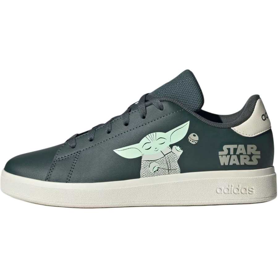 Adidas STAR WARS x Adidas Advantage Slip Resistant Abrasion Resistant Low top Kids' Skateboarding Shoes Ivy Green/Gray White