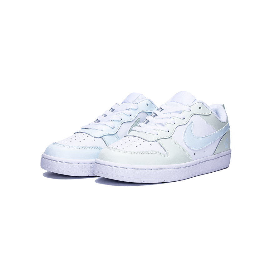 Nike Nike Court Borough Mismatched Leather Anti Kick And Abrasion Resistant Low top Kids' Skateboarding Shoes Blue Green