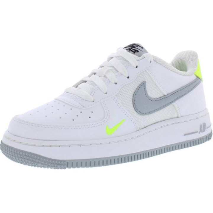 Nike Nike Air Force 1 Slip Resistant Abrasion Resistant Low top Kids' Skateboarding Shoes White Gray Teenagers