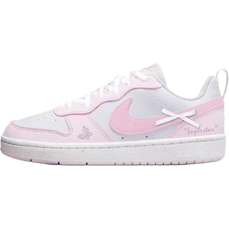 Nike Nike Court Borough The Dream Of Bowknot Synthetic Leather Low top Skateboard Shoes Pink White Kids'
