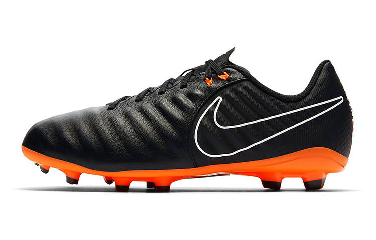 Nike Nike Tiempo Ligera 6 Slip Resistant Cushioning Abrasion Resistant Low top Soccer Shoes Black Orange Kids'