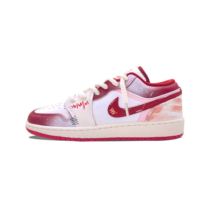 Jordan Jordan Air Jordan 1 Low top Kids' Skateboarding Shoes White Red Unisex