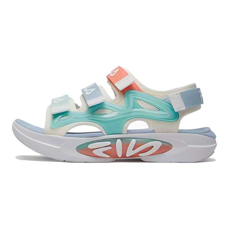 FILA KIDS Slip Resistant Abrasion Resistant Slip Resistant Abrasion Resistant Children's Sandals Milk White Aqua Green