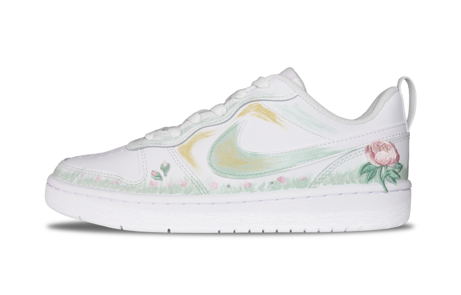 Nike Nike Court Borough Leather Slip Resistant Cushioning Abrasion Resistant Low top Kids' Skateboarding Shoes White Green