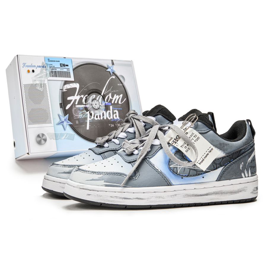 Nike Nike Court Borough 2 Slip-Resistant Cushioning Wear-Resistant Low-Top Kids' Skateboarding Shoes Gray White Teenagers