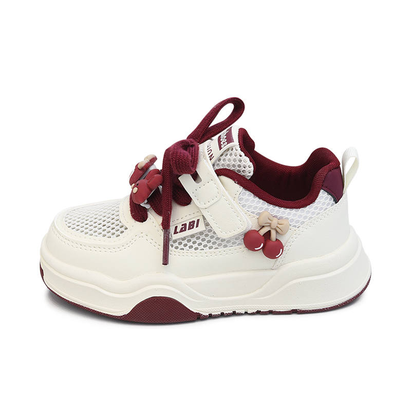 BODING BODING Slip Resistant Breathable Lightweight Cushioning Low top Skateboard Shoes Beige Burgundy Kids'