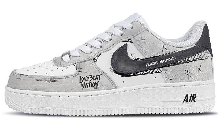 Nike Nike Air Force 1 Flash Reservation Tide Leather Slip Resistant Abrasion Resistant Low top Kids' Skateboarding Shoes