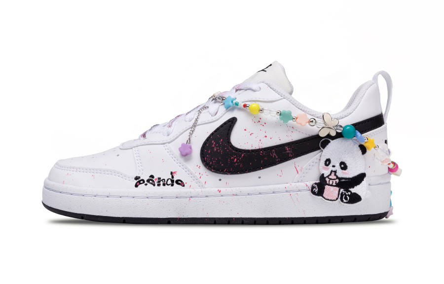 Nike Nike Court Borough Naive Panda Kids' Skateboarding Shoes White Teenagers