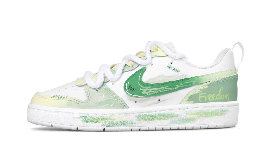 Nike Nike Court Borough Forest Lake Abrasion Resistant Low top Kids' Skateboarding Shoes White Green Teenagers