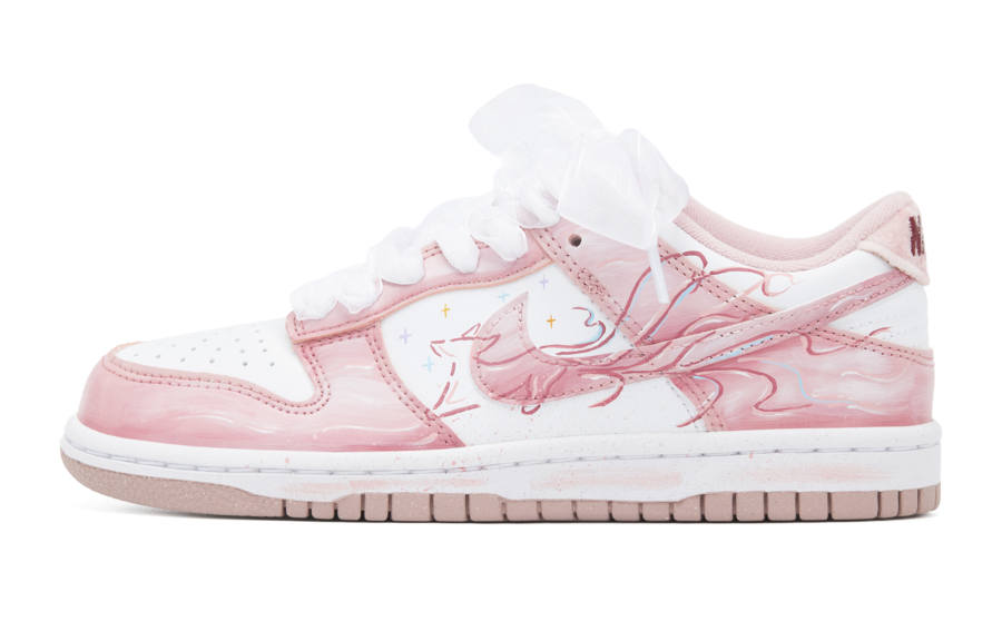 Nike Nike Dunk Abrasion Resistant Low top Kids' Skateboarding Shoes Pink Teenagers