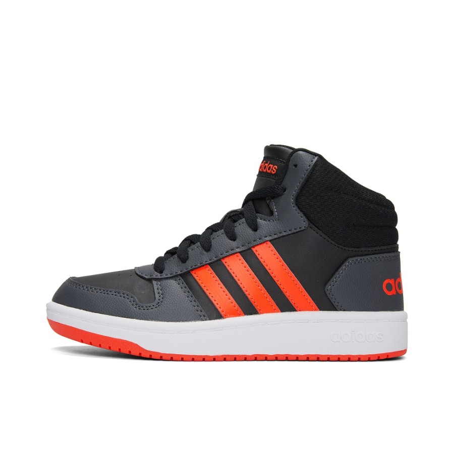Adidas Neo Hoops 2.0 Mid K Casual Slip Resistant Abrasion Resistant Mid top Kids' Skateboarding Shoes Black Red Kids'