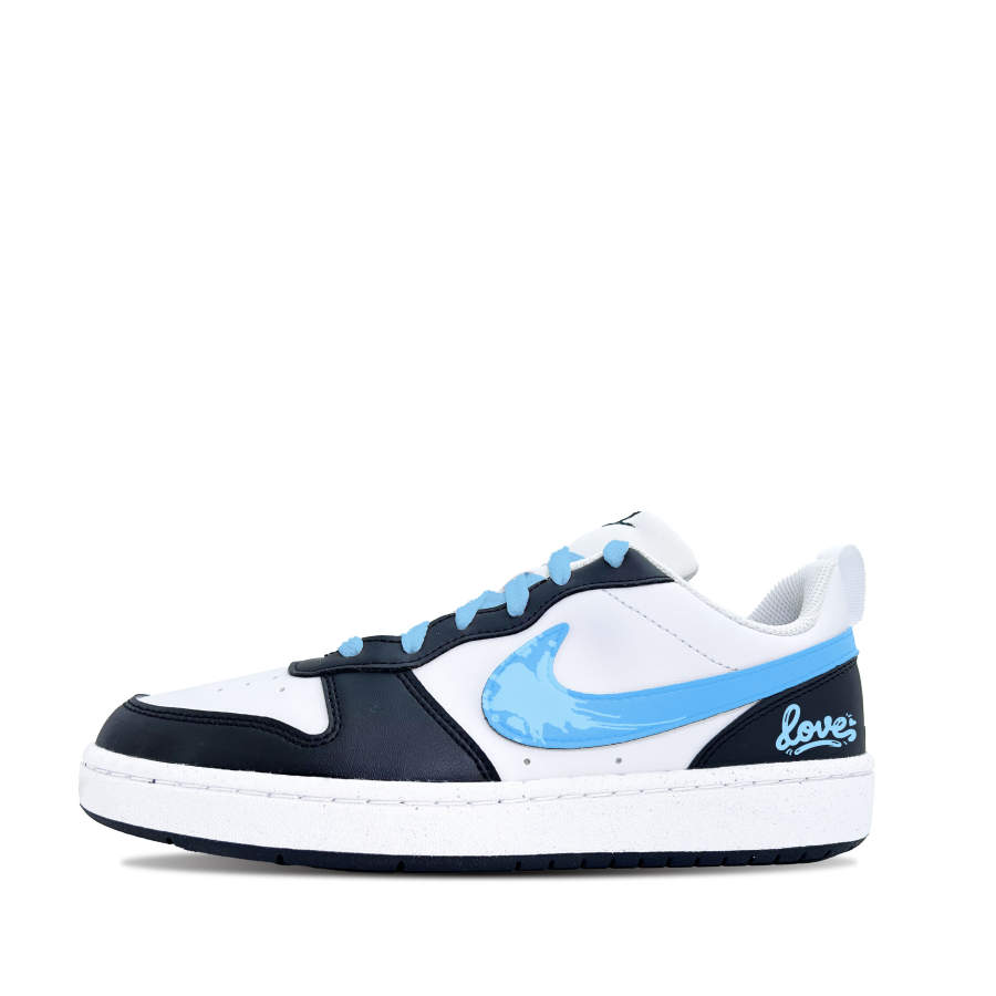 Nike Nike Court Borough LOW RECRAFT Abrasion Resistant Low top Kids' Skateboarding Shoes Sky Blue Teenagers