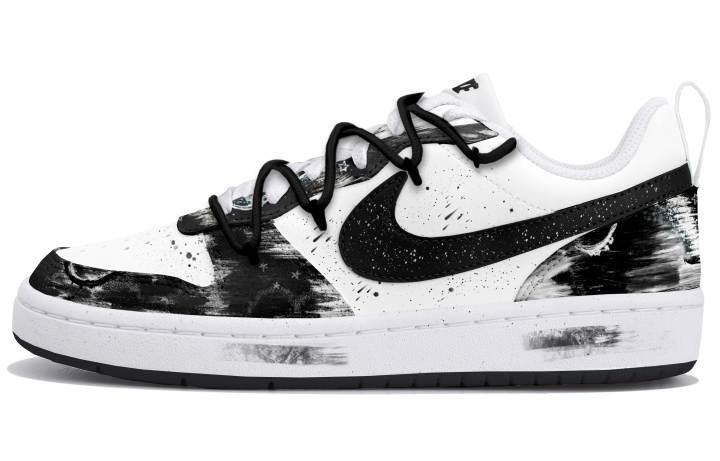 Nike Nike Court Borough Synthetic Leather Low top Kids' Skateboarding Shoes Black White Teenagers