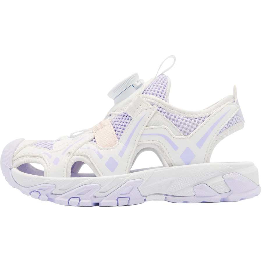 QIAODAN Slip Resistant Abrasion Resistant Low top Children's Sandals White Purple Children Aged 3 7 Years Old