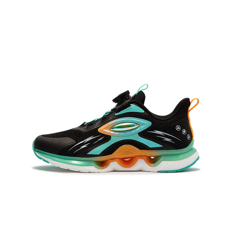 XTEP Slip Resistant Abrasion Resistant Low top Kids' Running Shoes Black Honey Orange Kids'