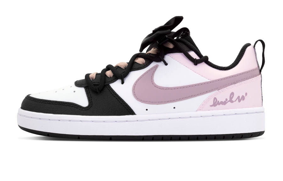 Nike Nike Court Borough 2 Low 2 Slip Resistant Abrasion Resistant Low top Kids' Skateboarding Shoes Black Pink Teenagers