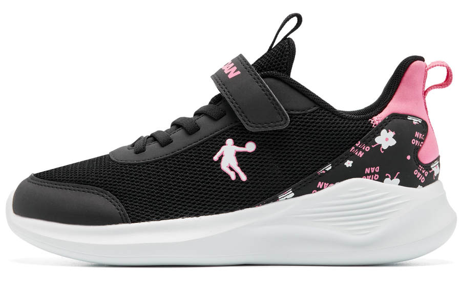 QIAODAN Textile, Synthetic Leather Low top Running Shoes Black Pink Unisex