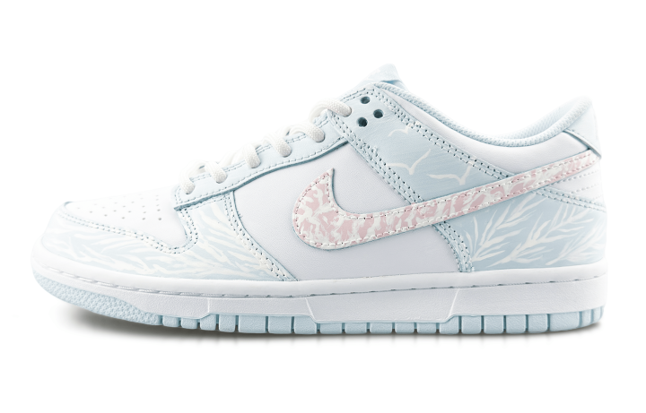 Nike Nike Dunk Cloud Feather Leather Slip Resistant And Breathable Low top Kids' Skateboarding Shoes Glacier Blue Teenagers