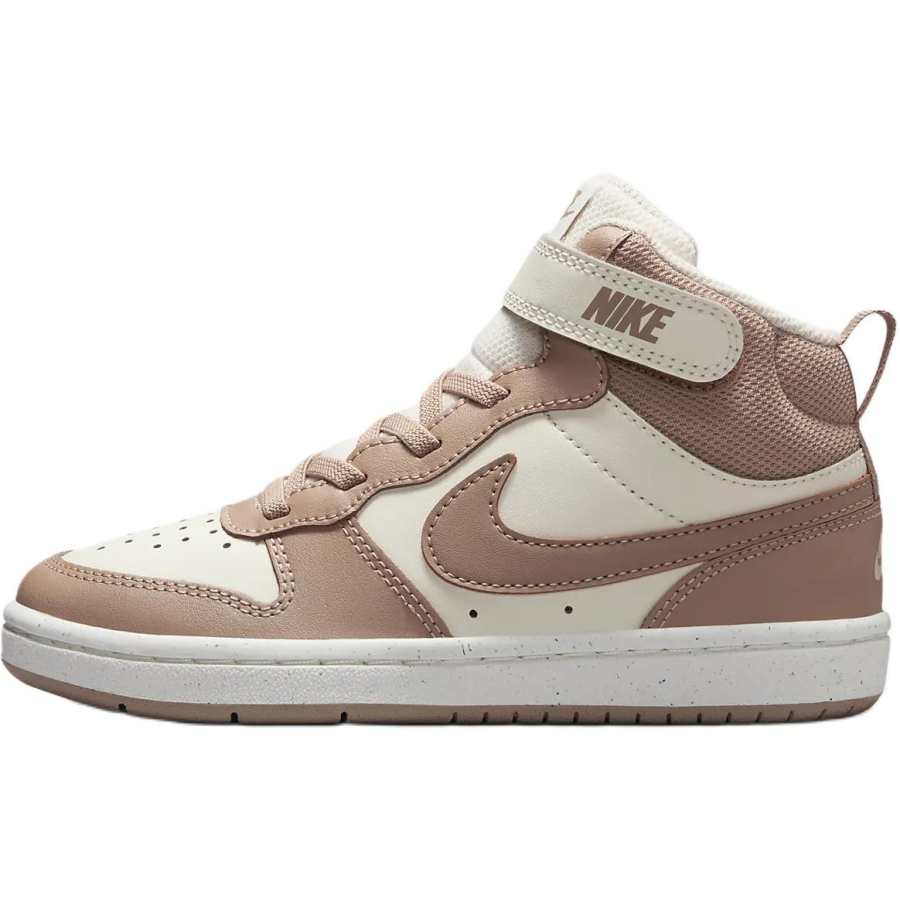 Nike Nike Court Borough 2 Leather Slip Resistant Anti Kick Mid top Kids' Skateboarding Shoes Ecru Umber
