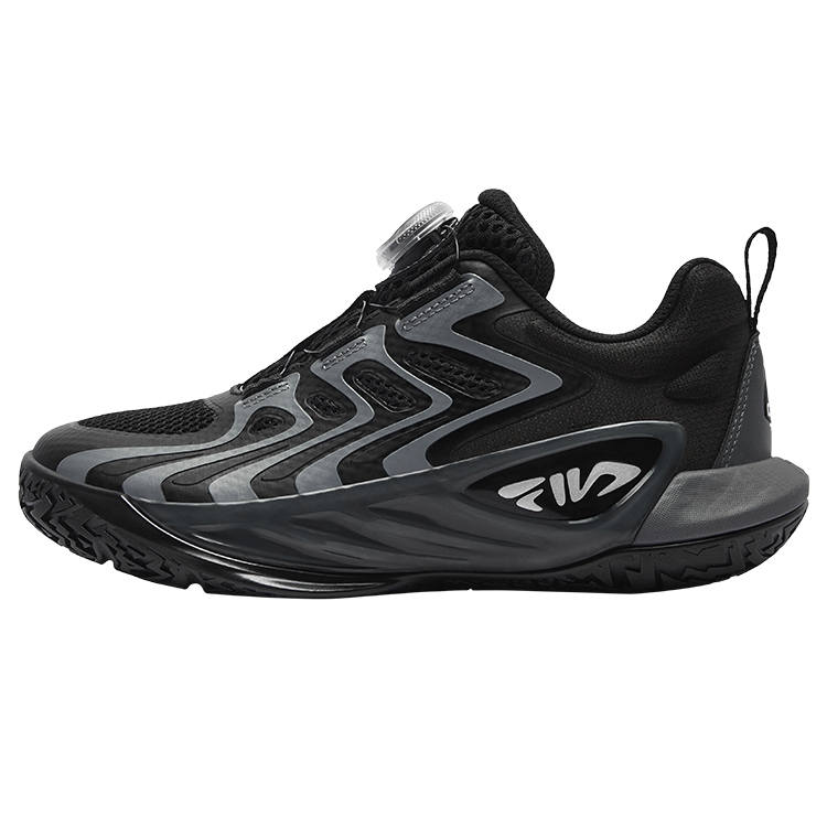 FILA KIDS Chameleon Fabric Breathable Lightweight Cushioning Low top Kids' Running Shoes Black/Shadow Black Gray