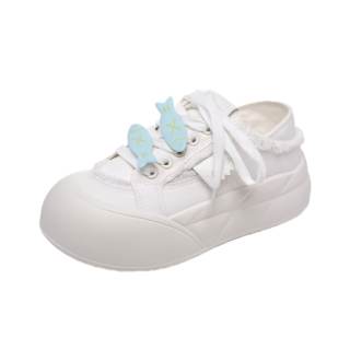 BINGO DUCK Synthetic Leather Slip Resistant Slip Resistant Low top Skateboard Shoes Women's White