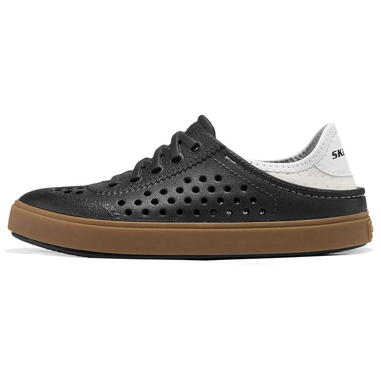 Skechers Kids Synthetic Leather Abrasion Resistant Breathable Slip Resistant Low top Sandal Black/White Kids'